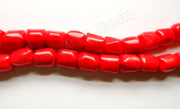 Red Bamboo Coral AAA  -  Smooth Cut Free Form Cube Nuggets  16"