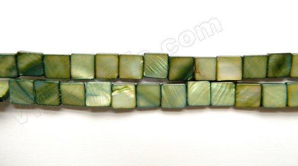 Mother of Pearl MOP Shell - Flat Square Moss Green