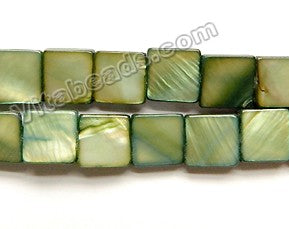 Mother of Pearl MOP Shell - Flat Square Moss Green