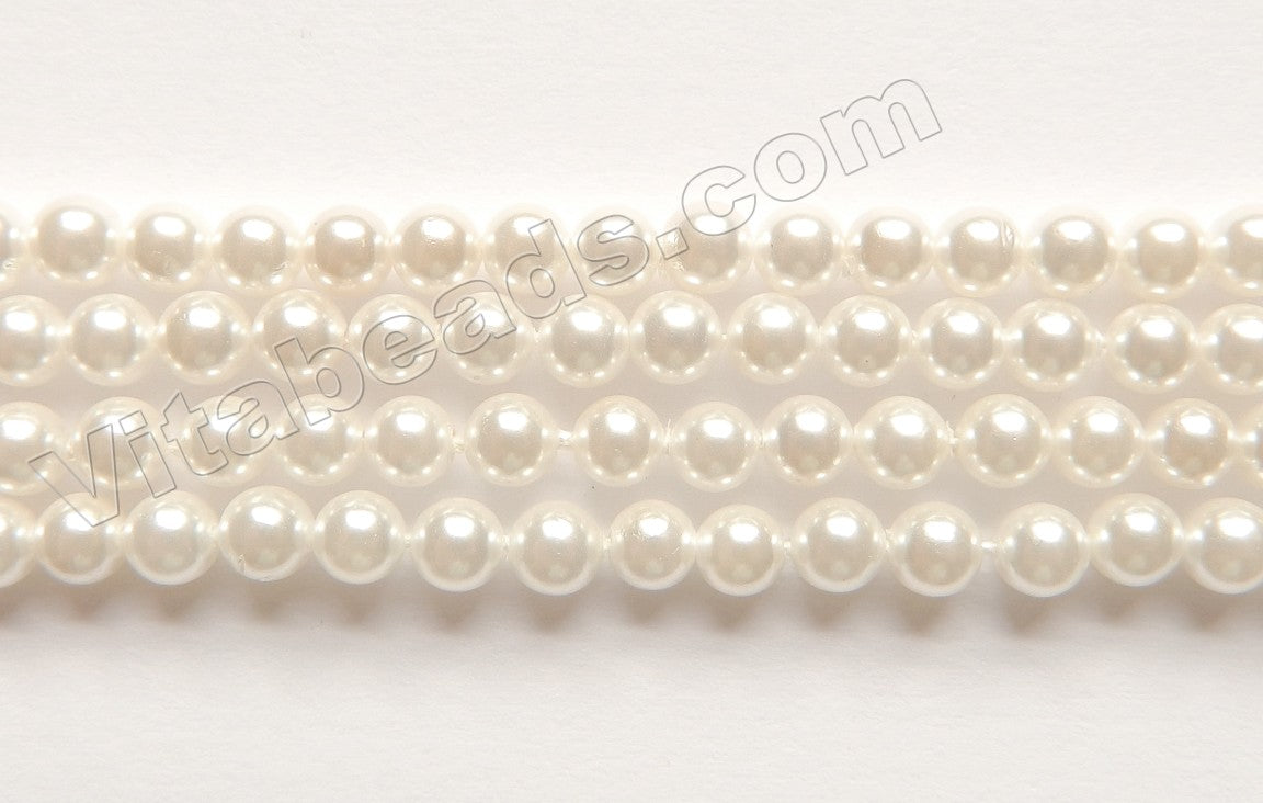 South Sea Shell Pearl - White - Smooth Round Beads 16"