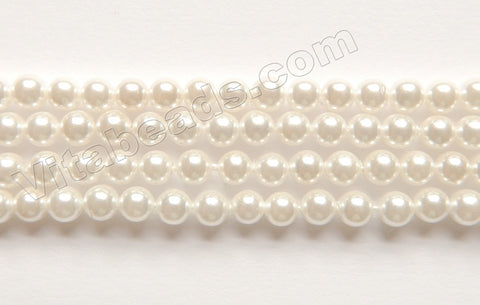 South Sea Shell Pearl - White - Smooth Round Beads 16"