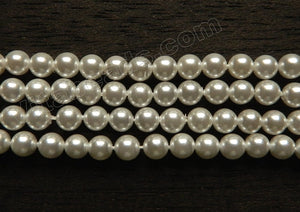 South Sea Shell Pearl - White - Smooth Round Beads 16"