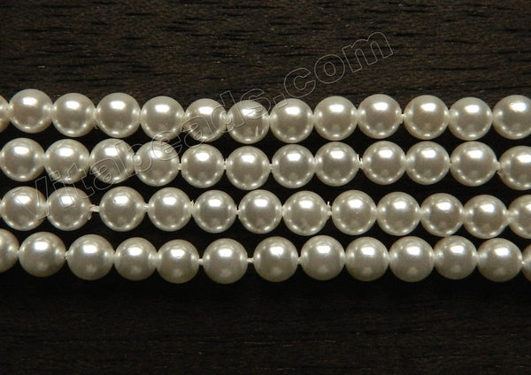 South Sea Shell Pearl - White - Smooth Round Beads 16"