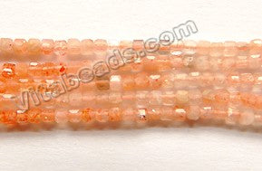 Natural Rainbow Orange Pink Sunstone AA  -  Small Faceted Cubes  15.5"