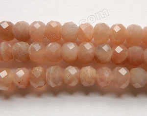 Pink Moonstone Natural AAA  -  Faceted Rondel  15"