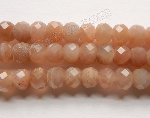 Pink Moonstone Natural AAA  -  Faceted Rondel  15"