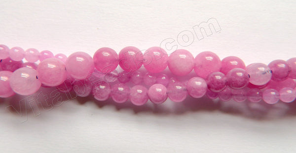 Fuchsia Kunzite Color Mashan Jade  -  Smooth Round Beads  15"