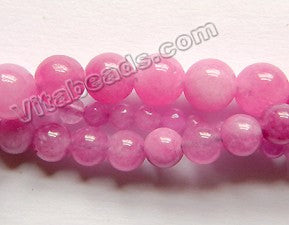 Fuchsia Kunzite Color Mashan Jade  -  Smooth Round Beads  15"