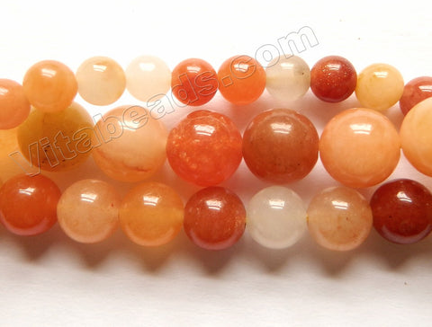 Natural Quartzite Orange Yellow Jade AAA  -  Smooth Round  15.5"