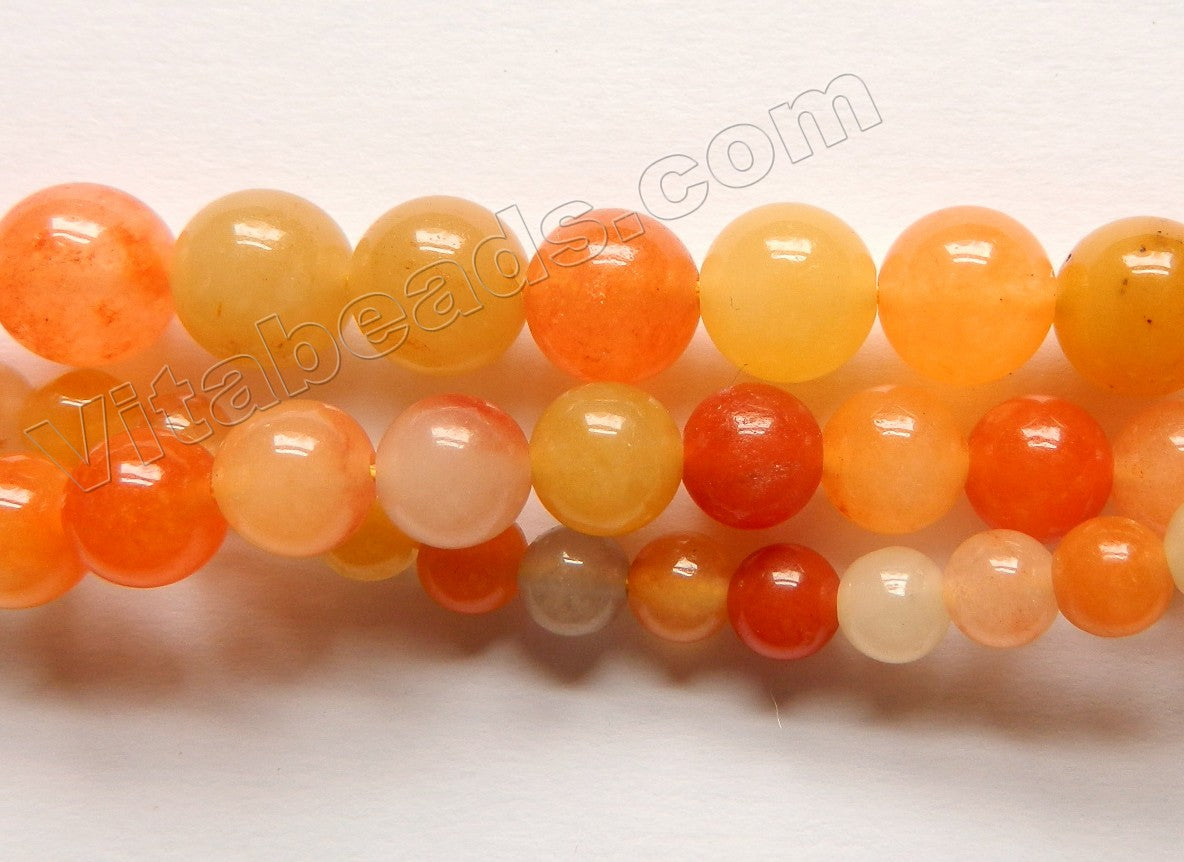 Natural Quartzite Orange Yellow Jade AAA  -  Smooth Round  15.5"