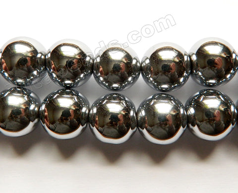 Silver Hematite  -  Big Smooth Round  16"