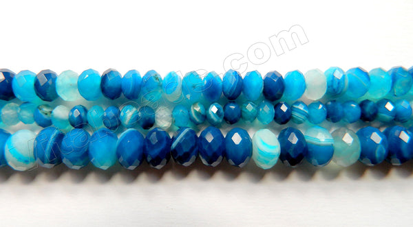 Blue Sardonix Agate  -  Faceted Rondel Beads  15.5"