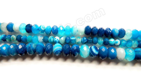 Blue Sardonix Agate  -  Faceted Rondel Beads  15.5"