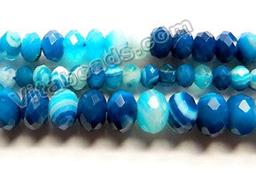 Blue Sardonix Agate  -  Faceted Rondel Beads  15.5"