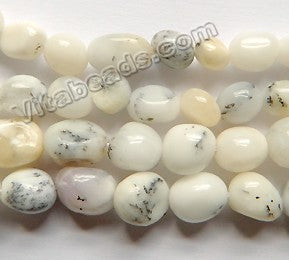 Natural White Tree Opal AA  -  Small Tumble Nugget Beads 15"