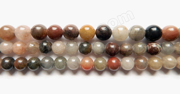 Natural Mixed Devil Quartz A  -  Smooth Round  16"