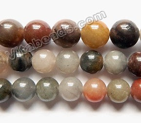 Natural Mixed Devil Quartz A  -  Smooth Round  16"