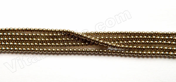 Pyrite Hematite  -  Small Round Beads 16"