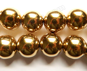 Gold Hematite  -  Big Smooth Round  16"