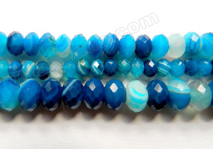 Blue Sardonix Agate  -  Faceted Rondel Beads  15.5"