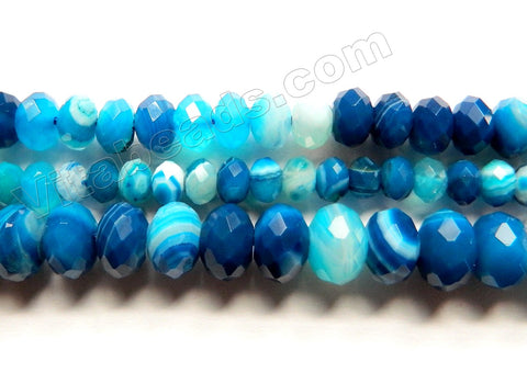 Blue Sardonix Agate  -  Faceted Rondel Beads  15.5"