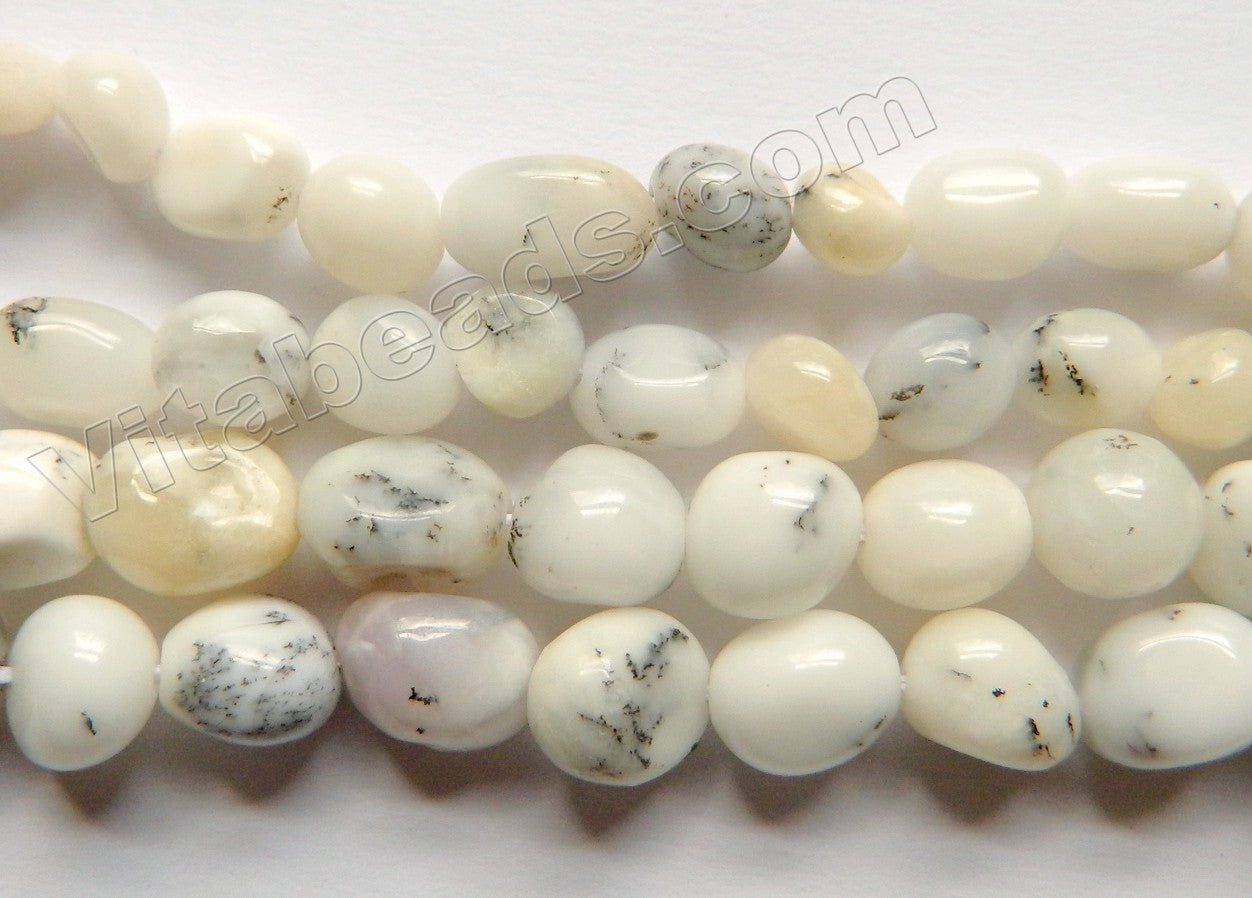 Natural White Tree Opal AA  -  Small Tumble Nugget Beads 15"