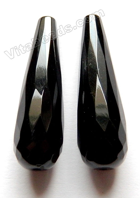 Big Faceted Teardrop Pendant - Black Onyx