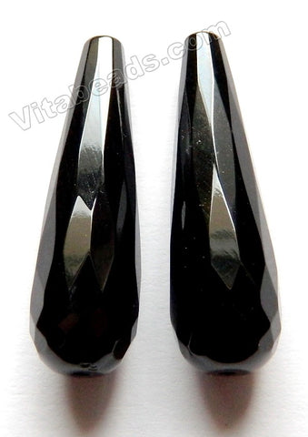 Big Faceted Teardrop Pendant - Black Onyx