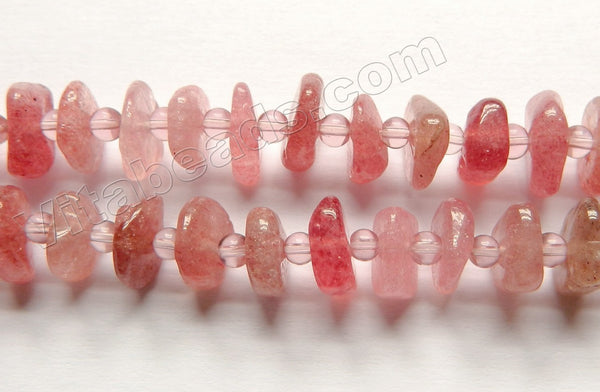 Strawberry (Ruby) Quartz A  -  Center Drilled Chip Saucer w Spacers  16"