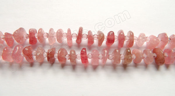 Strawberry (Ruby) Quartz A  -  Center Drilled Chip Saucer w Spacers  16"
