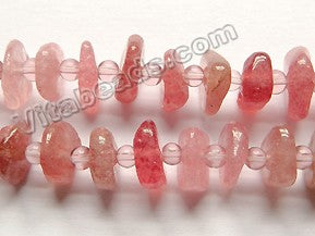 Strawberry (Ruby) Quartz A  -  Center Drilled Chip Saucer w Spacers  16"