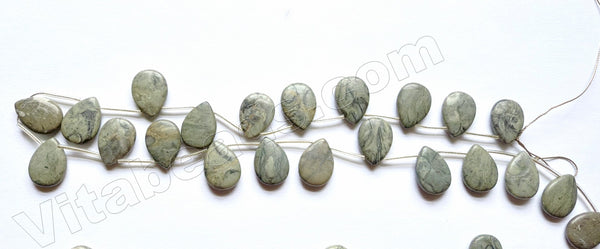 Grey Chinese Picasso Jasper  -  Smooth Flat Briolette  16"