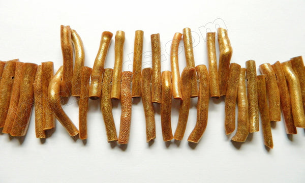 Gold Sea Willow Natural Sponge Coral A  -  Long Tube Sticks  8"