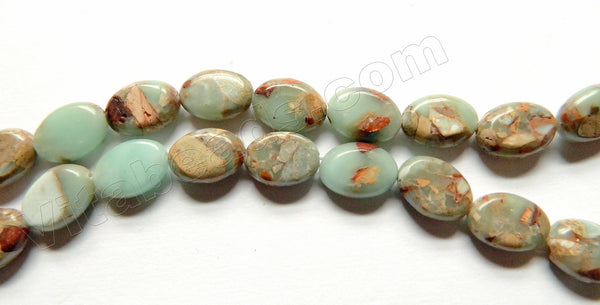 Cyan Amazonite Blue Impression Jasper  -  Puff Ovals 16"