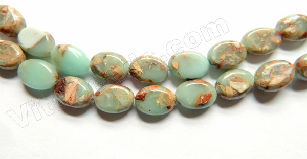 Cyan Amazonite Blue Impression Jasper  -  Puff Ovals 16"