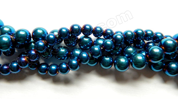 London Blue Plated Hematite  -  Smooth Round  16"