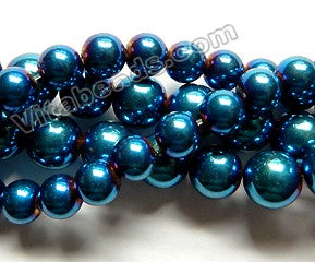 London Blue Plated Hematite  -  Smooth Round  16"