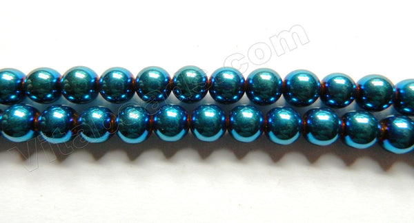 London Blue Plated Hematite  -  Smooth Round  16"