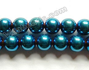 London Blue Plated Hematite  -  Smooth Round  16"