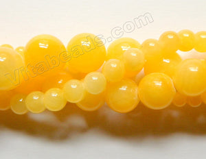 Lemon Yellow Mashan Jade  -  Smooth Round Beads 15"