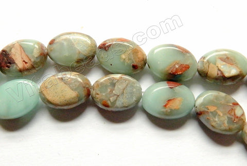 Cyan Amazonite Blue Impression Jasper  -  Puff Ovals 16"