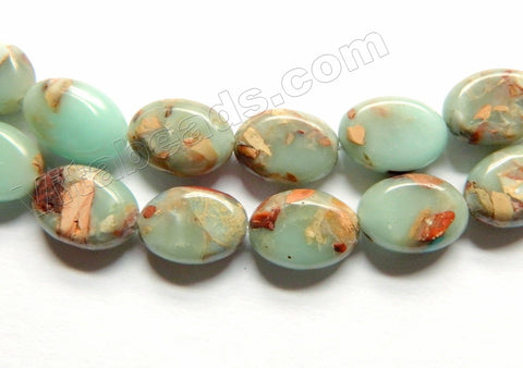 Cyan Amazonite Blue Impression Jasper  -  Puff Ovals 16"
