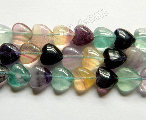 Fluorite Natural AAA  -  Puff Heart Beads  15"