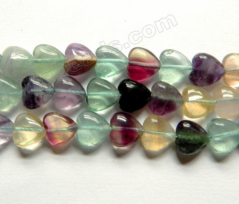 Fluorite Natural AAA  -  Puff Heart Beads  15"