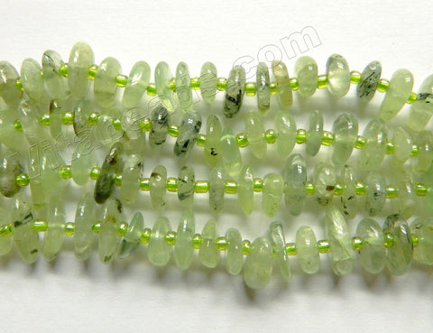 Natural Prehnite AAA   -  Center Drilled Saucer w/ Spacers  15"