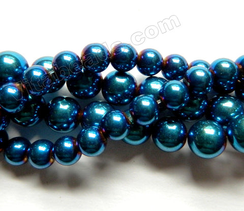 London Blue Plated Hematite  -  Smooth Round  16"