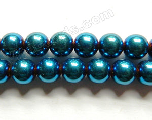 London Blue Plated Hematite  -  Smooth Round  16"