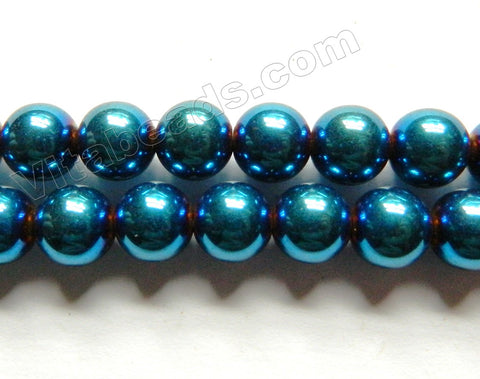 London Blue Plated Hematite  -  Smooth Round  16"