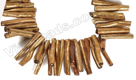 Gold Sea Willow Natural Sponge Coral A  -  Long Tube Sticks  8"
