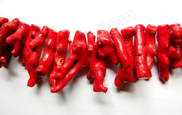 Red Bamboo Coral  -  Top Drilled Branch Stick  10"